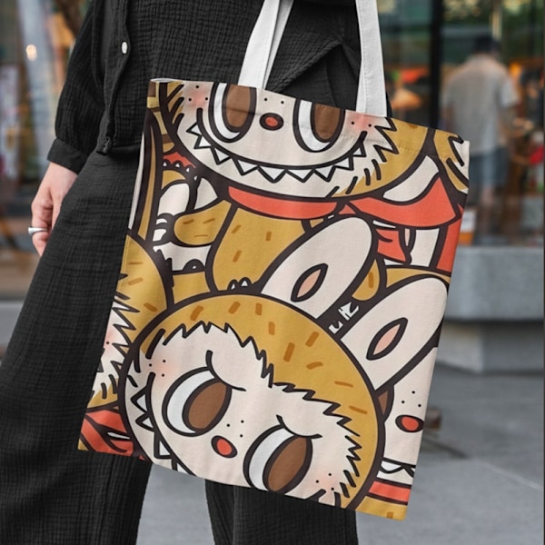 Lisa Same Labubu Lærredstaske Kvinde Sød tegneserie Shopping Håndtaske Casual Student Skuldertaske The Monsters Crossbody Tasker bath bubu