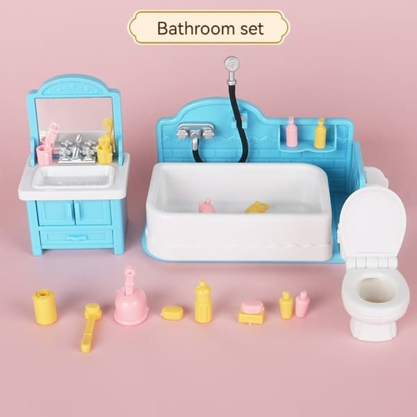 Mini lekstuga för barn - Roliga simulerade lekstuga prydnader för kreativ lek Dining table suit