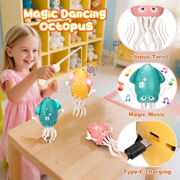 Interactive Dancing Octopus Toy with Music & Lights - Krypande elektroniskt husdjur för barn green