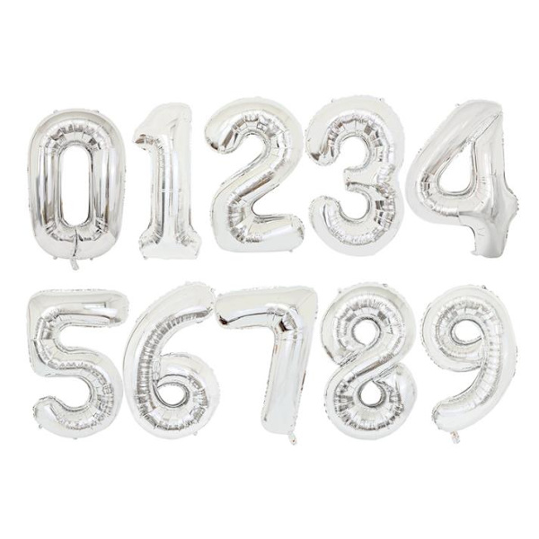 90CM NUMBER BALLOON GOLD and Silver METALLIC Gold Guld-5