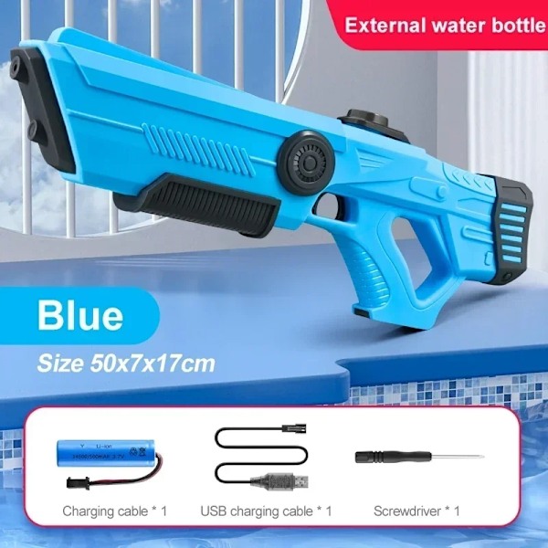 Elektrisk automatisk vandpistol til børn og voksne - Strand- og sommerleg blue