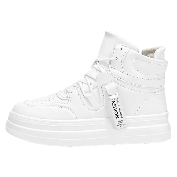 Nye efterår/vinter mænds afslappede sneakers 12 cm Øget højde 10 cm tyk sål Hvide sko Høj top gummibase herrefodtøj 42 Color White ice same style white 