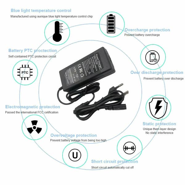 Scooter-oplader til Ninebot ES1 ES2 ES4 E22 E25 F20 F40 42V 2A batteriadapter til Xiaomi M365 1S Pro2 elektrisk scooter EU Plug