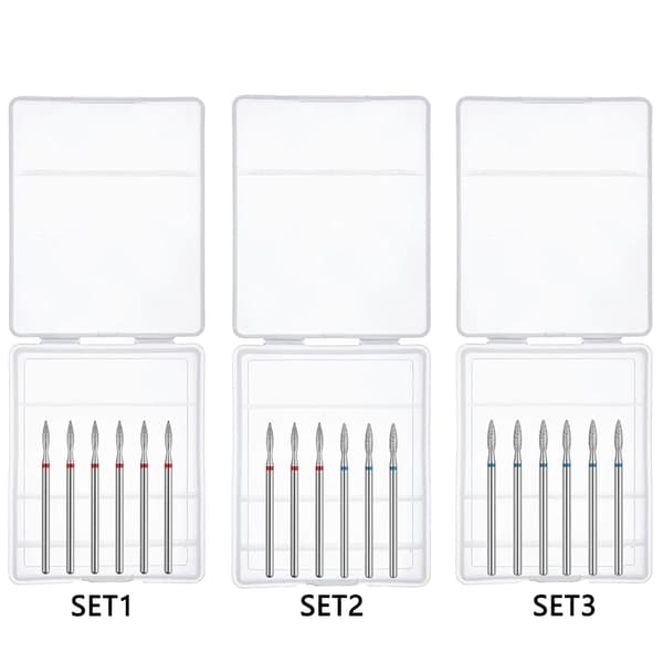 6 stk. neglebor diamantfræsere til manicure SET1