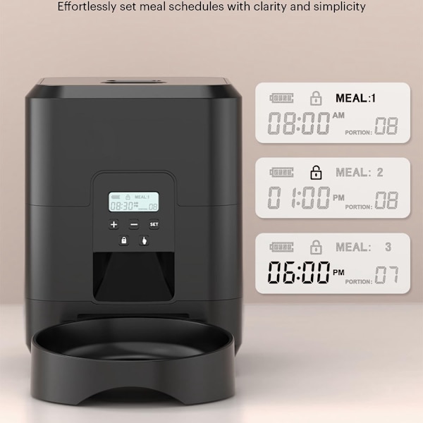 Smart foderautomat til kæledyr, automatisk foderautomat til katte, langsom fodermaskine til hunde med tidsindstillet kvantitativ automatisk foderdispe White Button Feeder
