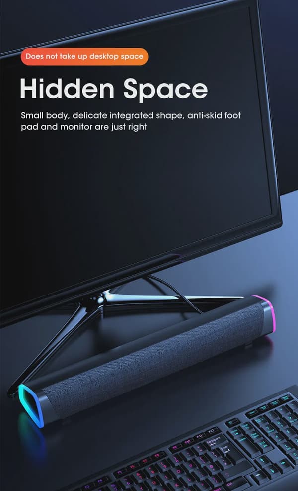 4D Computerhøjttaler Bar Stereolyd Subwoofer Bluetooth Højttaler Til Macbook Laptop Notebook PC Musikafspiller Kablet Højttaler Bluetooth Black