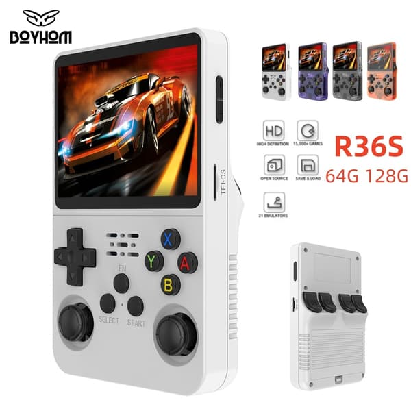 Open Source R36S Retro Handheld Video Game Console Linux System 3,5-tums IPS-skärm Bärbar White