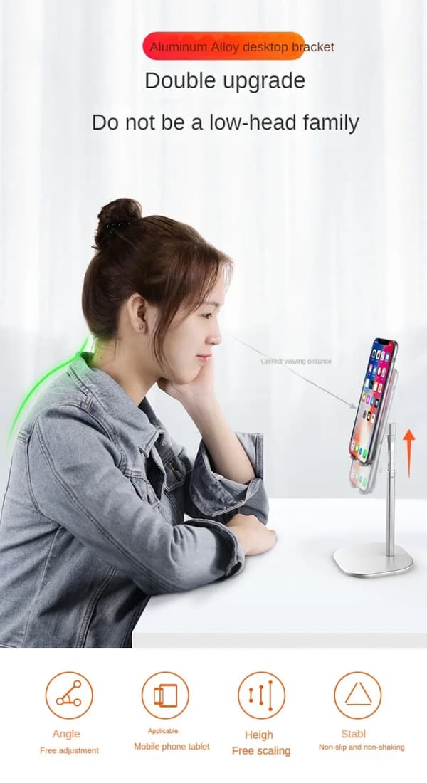 Bordtelefon Tabletholder Universal Justerbar Metalstativ til iPad-telefoner White