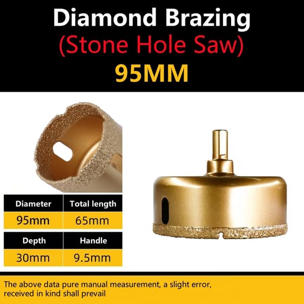 Diamantlödd kärnborr för porslinsplattor, marmor, glas, granit, hålsågskärare, tillbehör 95 mm  5 pcs