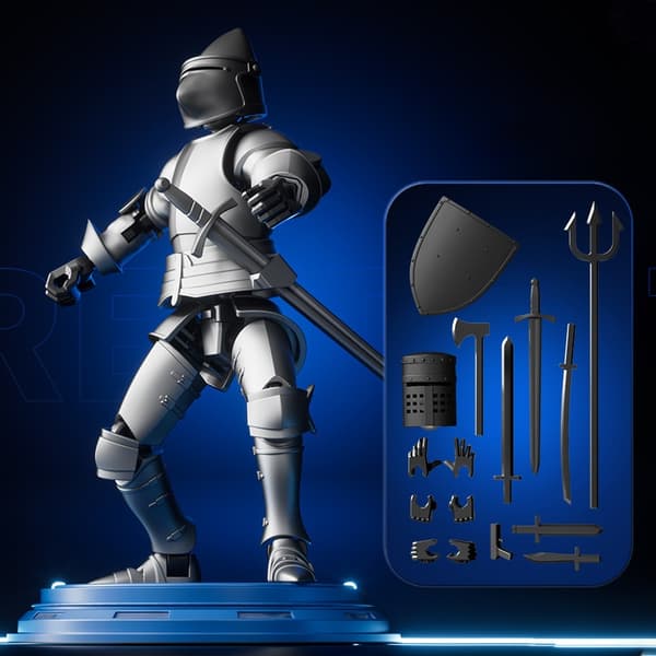 Knight Paladin Actionfigur – 13 ledbar rörlig robot – 3D-tryckt skyltdocka leksak WHITE