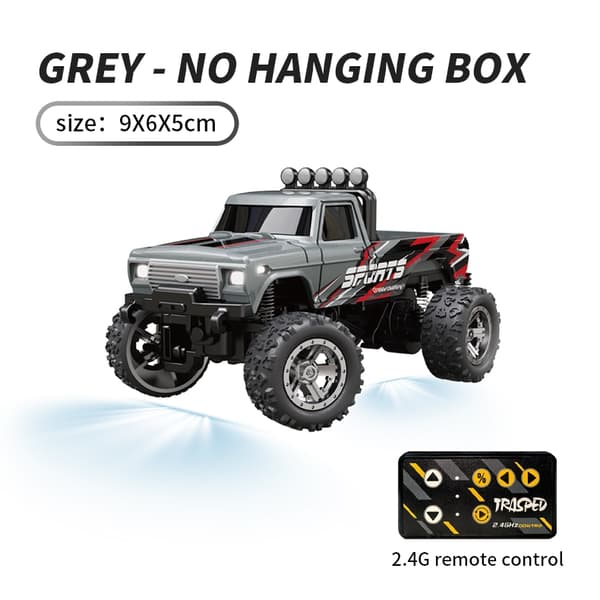 1:64 Speed ​​​​Mini terrängfjärrkontroll Billegering Cool belysning Stötdämpning Bordsdator Tävlingsleksak Liten present grey