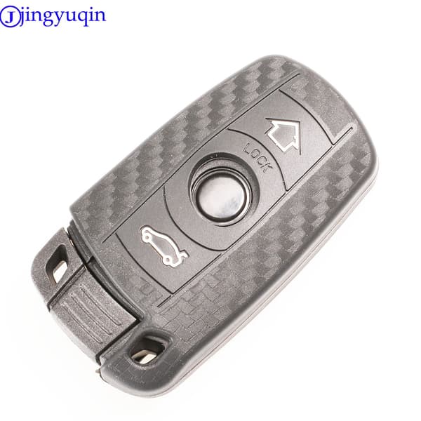 jingyuqin 3-knaps kulfibermønster silikone bilnøgle til BMW 1 3 5 6-serie E90 E91 E92 E60 bilnøgleholder etui key case