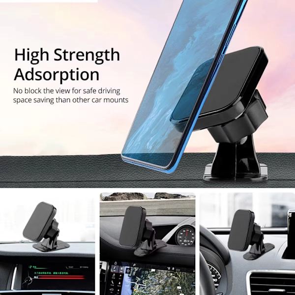 Magnetisk bilhållare för iPhone Samsung Luftventilsmontering Stativ GPS-stöd Black