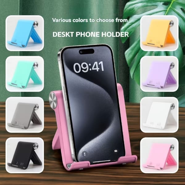 Bärbart hopfällbart telefonstativ i ABS-material för smartphones och surfplattor PURPLE
