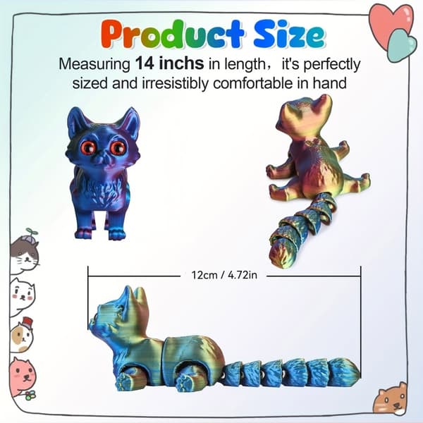 3D-tryckta flexibla gemensamma djurleksaker och kaktusstatyer för hem- och klassrumsinredning LSH Size 12cm