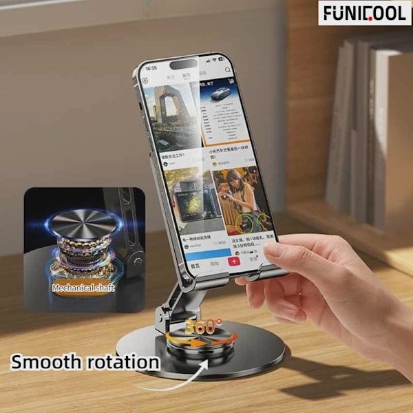 Funicool Justerbar Metal Foldbar Mobiltelefonholder til iPhone 16 15 14 Pro Max Basic White