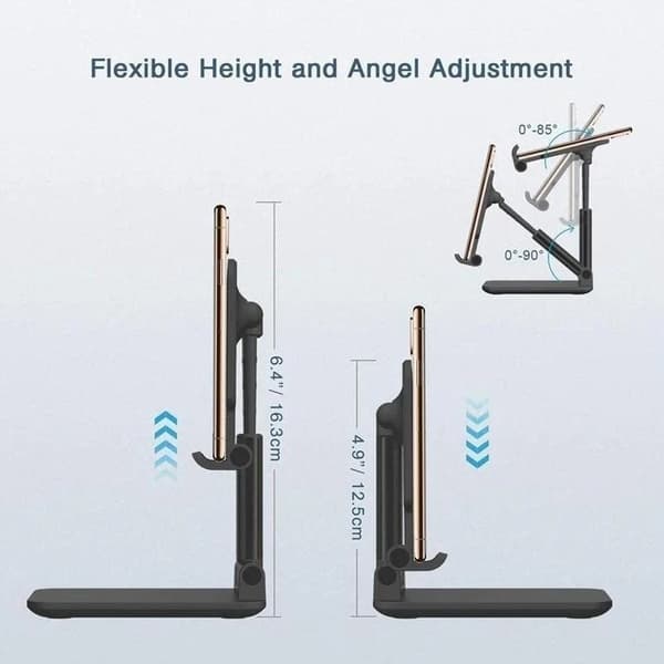 Justerbar universel mobiltelefon- og tabletholder til iPhone, iPad, Xiaomi skrivebordsbrug black