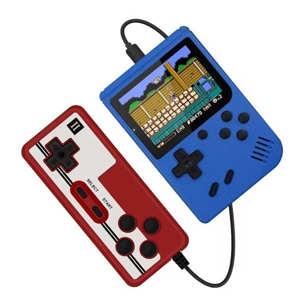 2,4" Retro bærbar mini håndholdt spilafspiller 8 bit videospilkonsol Indbygget 500 spil Gameboy til Blue with gamepad