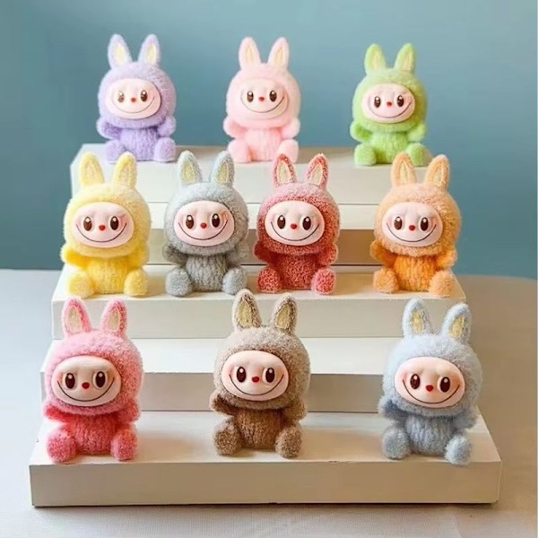 Labubu Macaron Plukket Mini Dukke Blind Æske Candy Farve Håndlavet Model Desktop Udsøgt Ornament Mystisk æske Perifere gaver Random 1 pcs