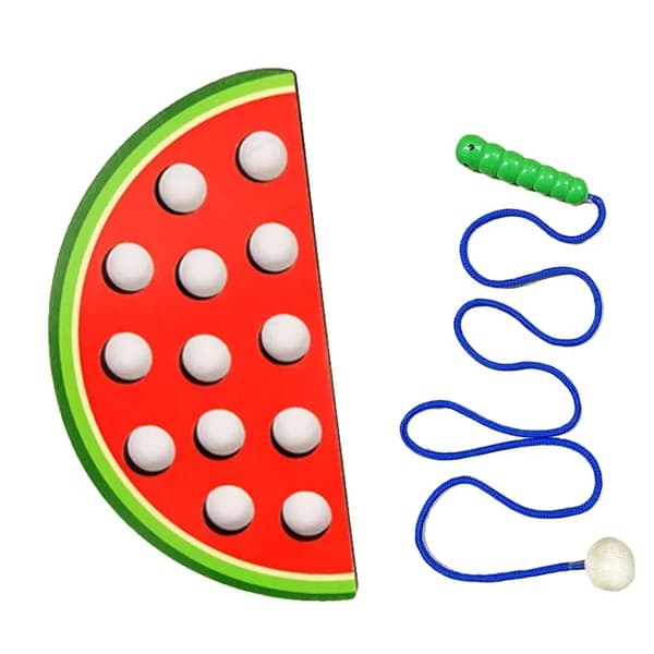 Träfruktsnörningsleksak för småbarn - finmotorik Träpusselaktivitet Presentset Combination 4PCS