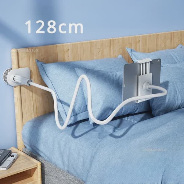 128 cm 360° fleksibel telefonholder stativ klemmemontering til iPhone Samsung 3,5-6,7" enheder White-Tab128cm
