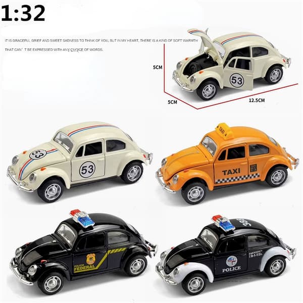 1:32 Beetle legeringsbil støbt metal klassisk legetøjsmodel med pull-back-funktion til børnegaver A931 White With box