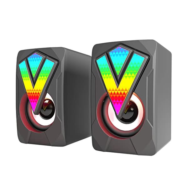 Computerhøjttalere PC-lydboks HIFI-stereomikrofon USB-kablet med LED-lys til stationær computer black