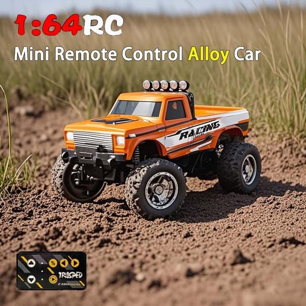 1:64 Speed ​​​​Mini terrängfjärrkontroll Billegering Cool belysning Stötdämpning Bordsdator Tävlingsleksak Liten present grey