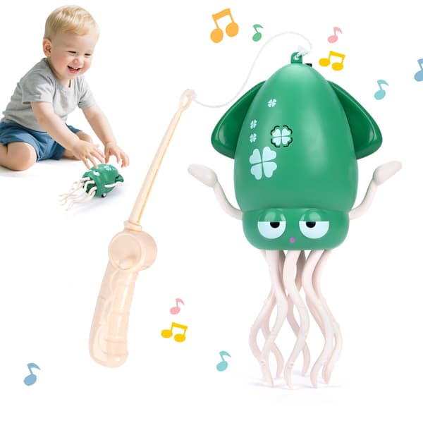 2025 Interactive Dancing Squid Toy for Toddlers - Light, Music & Tummy Time Fun Present Green with box