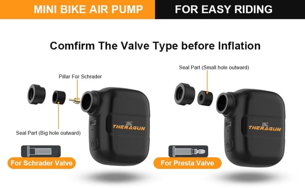 Mini bärbar elcykelpump 100PSI laddningsbar 5V typ-C för Schrader Presta-däck Black