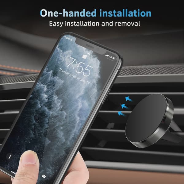 Magnetisk Biltelefonholder Luftventil Monteringsstativ GPS-understøttelse til iPhone 15 14 11 Xiaomi Huawei Samsung Silver