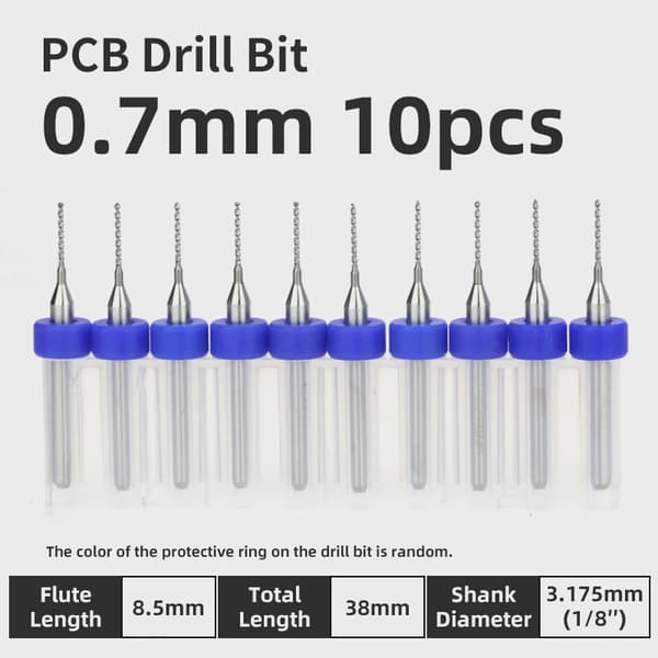 10-delt PCB-mikroboresæt 0,1-3,175 mm wolframkarbid printkort med 1/8" fast gevind PCB 0.2 mm 10 pcs