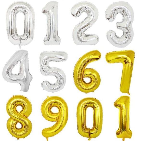 90CM SIFFERBALLONG GULD och Silver METALLIC Gold Guld-4