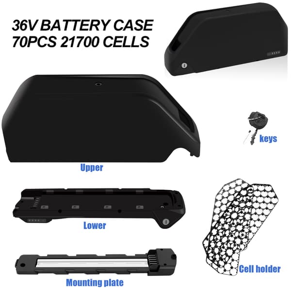 Polly MAX 70-delars 21700 batterifodral med hållare för elcykels underrör 36V Case