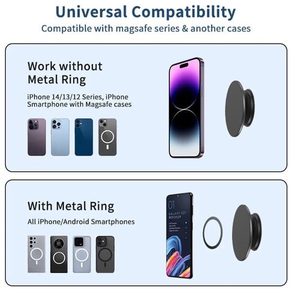 Magnetisk foldbar telefonholder til MagSafe iPhone Samsung Ring udvidelig stikkontakt white