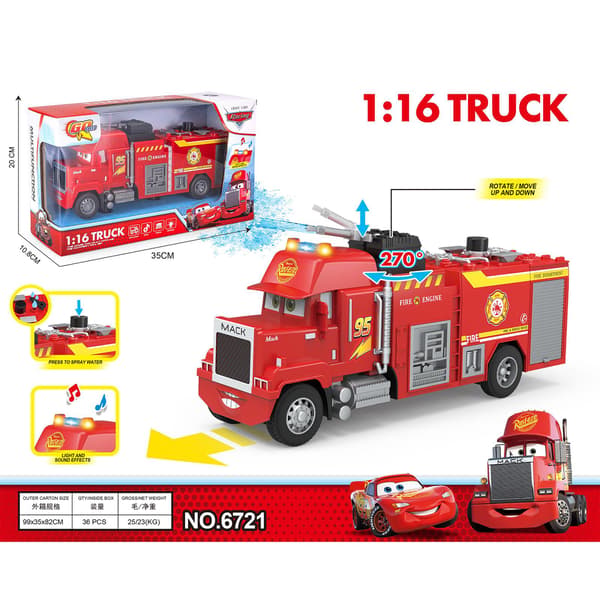 1:16 Pixar legetøjsbil 5 stk./sæt støbt anime lynet Mcqueen Mack foldbar fladvognsmodel med lyd og lys interaktive gaver fire engine