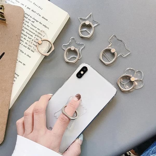 Universell magnetisk telefonhållare ringstativ för iPhone 12XS transparent mobiltelefon Square-2pcs