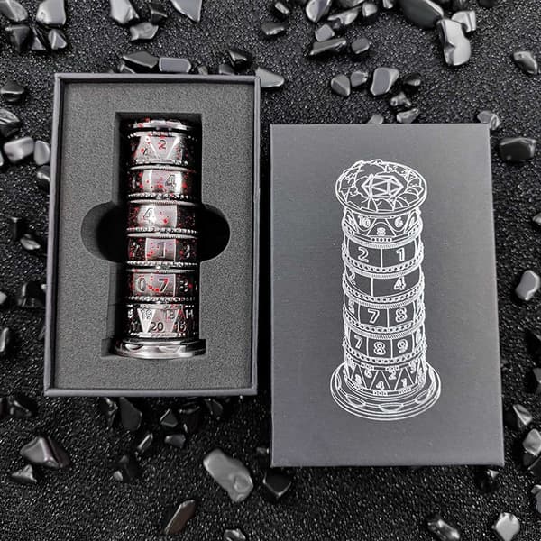 7-i-1 Mekanisk Spinning Roulette DND Terningtårne Kompas til RPG Rollespil COC Group Cthulhu Multifunktionelt spil Prop Blood Red-Dice Tower