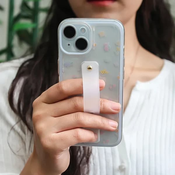 Universal håndledsrem med fingergreb til telefonholder til iPhone Xiaomi mobiltelefoner white