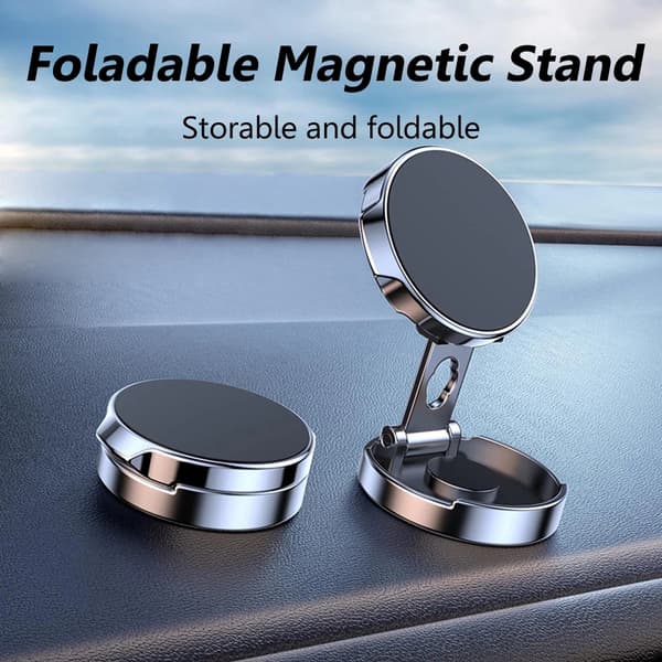 360° roterbar rund magnetisk bilhållare stark magnetfäste för iPhone Samsung Silver