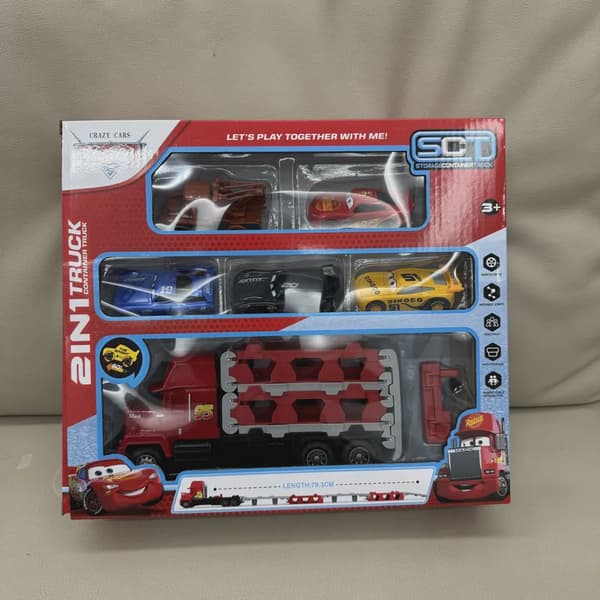 1:16 Pixar legetøjsbil 5 stk./sæt støbt anime lynet Mcqueen Mack foldbar fladvognsmodel med lyd og lys interaktive gaver fire engine