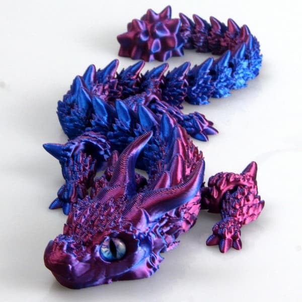 3D-tryckt Magic Dragon Toy – Ledad rörlig ledfidget – Gåva för skrivbordsdekorationer Black Gold