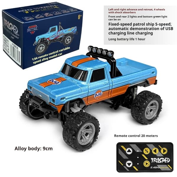 1:64 Speed ​​​​Mini terrängfjärrkontroll Billegering Cool belysning Stötdämpning Bordsdator Tävlingsleksak Liten present Pink