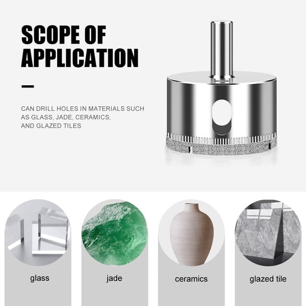 1-delad 3-55 mm diamantbelagd borrhålsåg för glas, marmor, granit, sten, kakel, keramikhål 7 mm