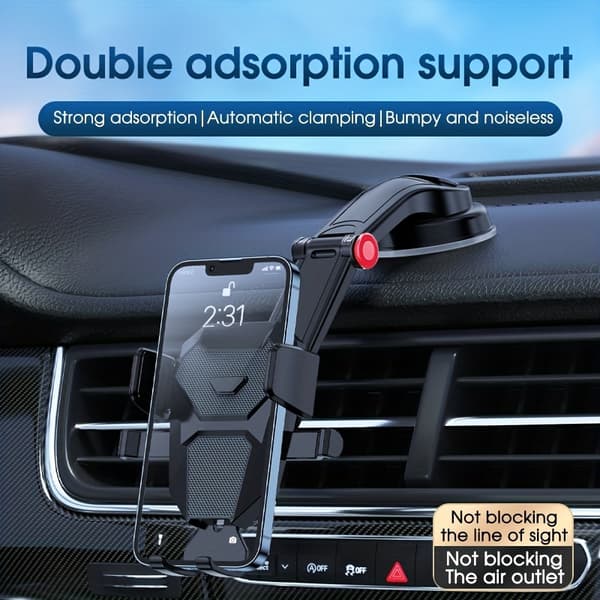 Biltelefonholder Stand Gravity Dashboard Universal Mobilstøtte til iPhone 13/12 Pro Xiaomi Samsung black