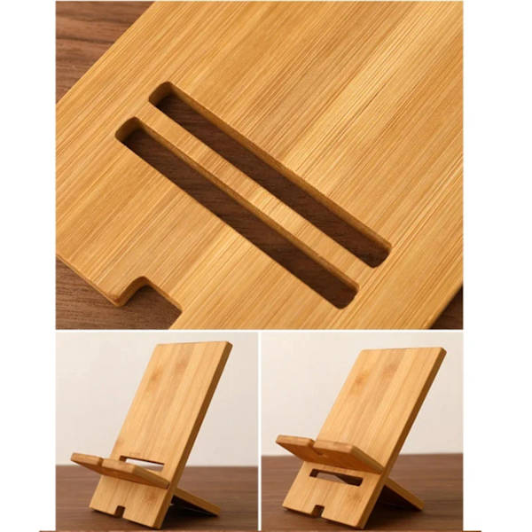 Bambu Trä Skrivbordstelefonhållare Multifunktionell Laddningsställ 1PC