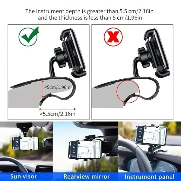 Universal Biltelefonholder Stativ Dashboard Clip Mount GPS Beslag til iPhone Samsung Huawei Black