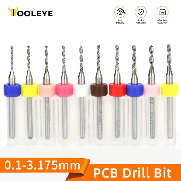 TOOLEYE 10-delt printkortboresæt mikroboremaskiner printkort 1/8" skaft mini CNC-boremaskiner PCB 1.0 mm 10 pcs