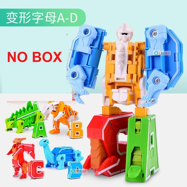 GUDI Transforming Robot Car Model - Educational Alfabet & Math Action Figur Leksak för barn 4pcs ABCD NO BOX
