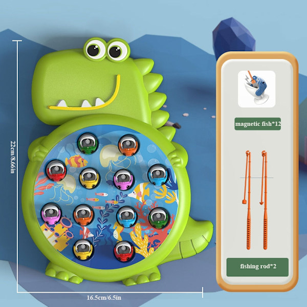 Magneettinen dinosauruskalastuspeli - Montessori-lelu vauvoille ja lapsille Blue Fishing